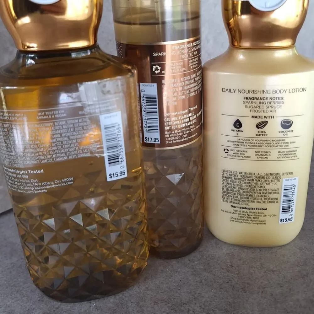 Bath & bodyworks bundle golden berry mistletoe bodywash body mist lotion set